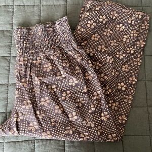 Anthropologie Pilcro Brown Floral Barrel Pull On Pants
